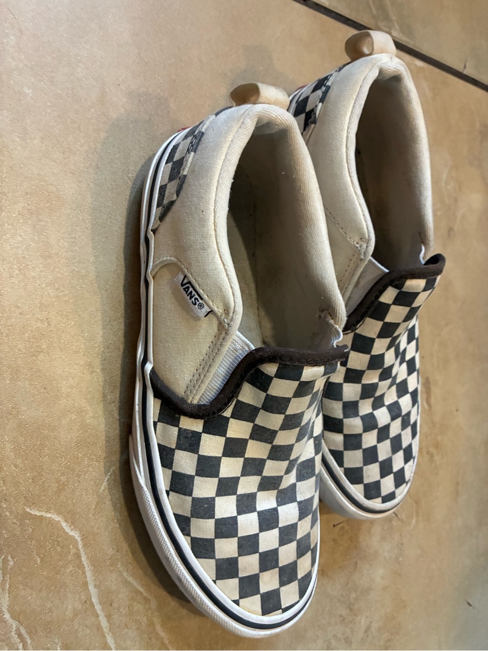 Vans Slip-On Checkerboard Canvas in Black & Cream
